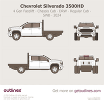 2024 Chevrolet Silverado 3500HD 4 Gen Facelift Chassis Cab ∙ Regular Cab ∙ SWB Pickup Truck blueprint