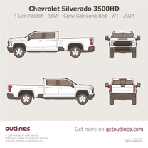 2024 Chevrolet Silverado 3500HD 4 Gen Facelift SRW ∙ Crew Cab Long Bed ∙ WT Pickup Truck blueprint