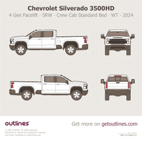 2024 Chevrolet Silverado 3500HD 4 Gen Facelift SRW ∙ Crew Cab Standard Bed ∙ LT ∙ Custom Pickup Truck blueprint