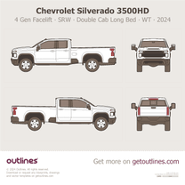 2024 Chevrolet Silverado 3500HD 4 Gen Facelift SRW ∙ Double Cab Long Bed ∙ WT Pickup Truck blueprint