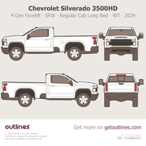 2024 Chevrolet Silverado 3500HD 4 Gen Facelift SRW ∙ Regular Cab Long Bed ∙ WT Pickup Truck blueprint