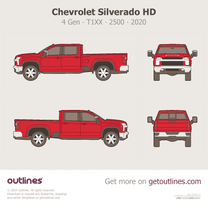 2020 Chevrolet Silverado 2500HD 4 Gen ∙ T1XX Crew Cab Standard Bed Red Pickup Truck blueprint