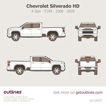 2020 Chevrolet Silverado 2500HD 4 Gen ∙ T1XX Crew Cab Standart Bed Pickup Truck blueprint