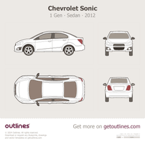 2012 Chevrolet Sonic Top View Sedan blueprint