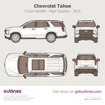 2025 Chevrolet Tahoe 5 Gen Facelift High Country ∙ Top View SUV blueprint