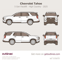 2025 Chevrolet Tahoe 5 Gen Facelift High Country SUV blueprint