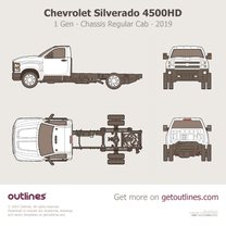2019 Chevrolet Silverado 4500 HD 1 Gen Chassis Cab ∙ 4500HD ∙ Top View Heavy Truck blueprint