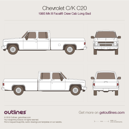 1985 Chevrolet C/K C-20 Mk III Pickup Truck blueprints and drawings