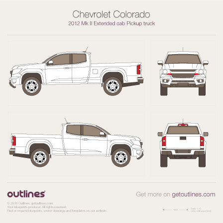 2012 Chevrolet Colorado Mk II Extended Cab Pickup Truck blueprint