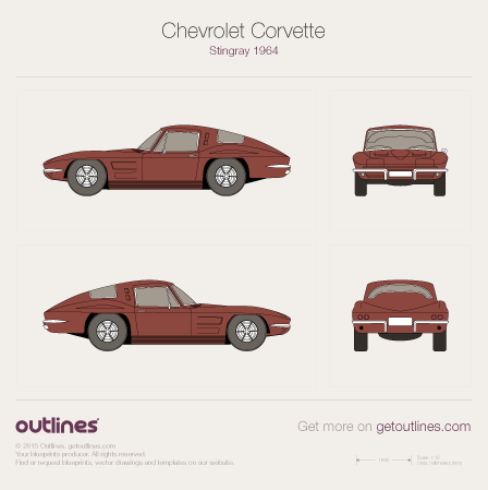 1964 Chevrolet Corvette C2 Stingray Coupe blueprints and drawings