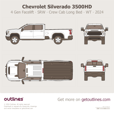 2024 Chevrolet Silverado 3500HD 4 Gen Facelift Pickup Truck blueprints and drawings