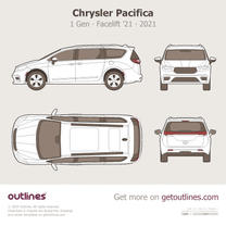 2021 Chrysler Pacifica 1 Gen Facelift Top View Minivan blueprint