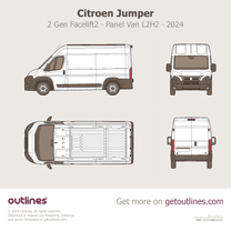 2024 Citroen Jumper 2 Gen Facelift2 L2H2 ∙ Top View Van blueprint