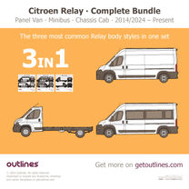 2025 Citroen Relay 3 in 1 Bundle ∙ $59 instead of $72 Including Panel Van, Minibus, and Chassis Cab Van blueprint