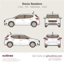 2020 Dacia Sandero 3 Gen ∙ BJI Hatchback blueprint