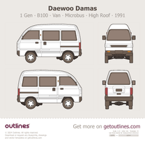 1991 Daewoo Damas 1 Gen ∙ B100 Microvan blueprint