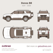 2026 Denza B8 Sunroof ∙ Top View SUV blueprint