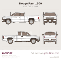 1994 Dodge Ram 1500 ∙ 1 Gen Club Cab ∙ Extended ∙ BR/BE Pickup Truck blueprint