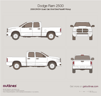 2006 Dodge Ram 2500 DR/DH Quad Cab Short Bed Facelift Pickup Truck blueprint