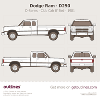 1981 Dodge Ram D250 Club Cab 8' ∙ D/W Pickup Truck blueprint