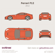2012 Ferrari F12 Top View Coupe blueprint