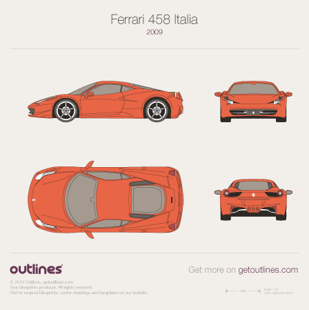 2010 Ferrari 458 Italia Coupe blueprints and drawings
