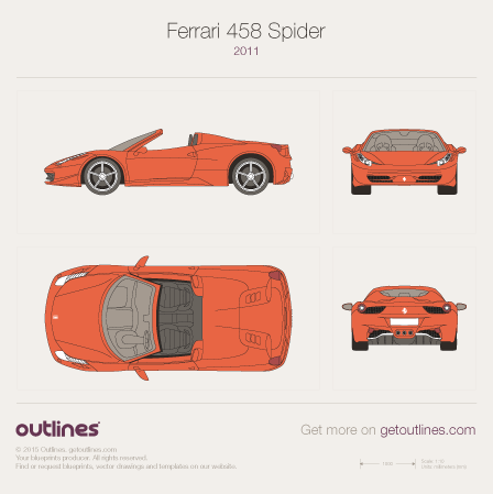 2010 Ferrari 458 Roadster blueprints and drawings