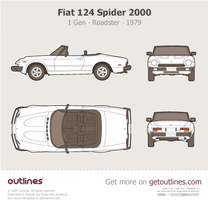 1979 Fiat 124 Spider 2000 Top View Roadster blueprint