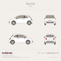 2007 Fiat 500 New / Nuova 500 Hatchback blueprint