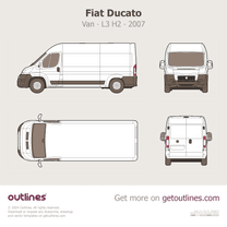 2007 Fiat Ducato Van L3 H2 ∙ Top View Van blueprint