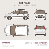 2003 Fiat Panda 169 5-door ∙ Top View Hatchback blueprint