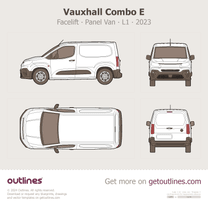 2023 Vauxhall Combo E Facelift Panel Van ∙ L1 ∙ Combo Life ∙ Combo-e ∙ Top View Van blueprint