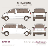 1992 Ford Aerostar 1 Gen Facelift ∙ VN1 Standard Minivan blueprint