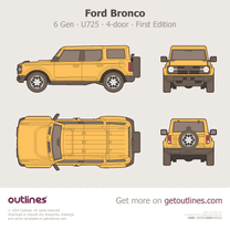 2021 Ford Bronco 6 Gen U725 4-door First Edition ∙ Top View SUV blueprint