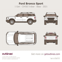 2021 Ford Bronco Sport 1 Gen CX430 5-door Base ∙ Top View SUV blueprint