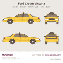1998 Ford Crown Victoria 2 Gen ∙ EN114 NYC Yellow Cab ∙ Taxi Sedan blueprint