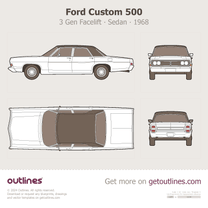 1964 Ford Custom 500 3 Gen Facelift '68 Top View Sedan blueprint