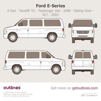 2003 Ford E-Series 4 Gen ∙ Facelift '03 Passenger Van ∙ SWB ∙ Sliding Door ∙ XLT ∙ Slider Wagon blueprint