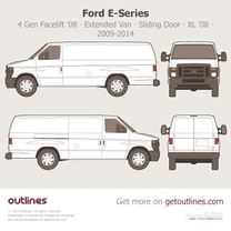 2008 Ford E-250 4 Gen Facelift '08 Extended Van ∙ XL ∙ Sliding Door ∙ Cargo ∙ E250 Van blueprint