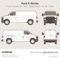 2008 Ford E-150 4 Gen Facelift '08 Van ∙ XL ∙ Sliding Door ∙ Cargo ∙ E150 Van blueprint