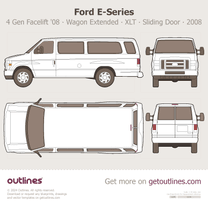 2008 Ford E-350 4 Gen Facelift '08 Wagon Extended ∙ XLT Premium ∙ Econoline ∙ E350 ∙ Top View Wagon blueprint