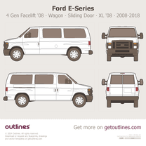 2008 Ford E-150 4 Gen Facelift '08 Wagon ∙ Passenger ∙ XL ∙ Sliding Door ∙ Slider ∙ E150 Wagon blueprint