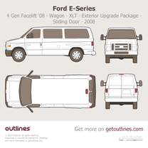 2008 Ford E-350 4 Gen Facelift '08 Wagon ∙ XLT ∙ Exterior Upgrade ∙ Sliding Door ∙ E350 ∙ Top View Wagon blueprint