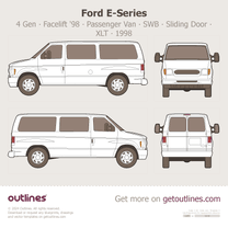 1997 Ford E-250 4 Gen ∙ Facelift '97 Passenger Van ∙ SWB ∙ Sliding Door ∙ XLT ∙ E250 Wagon blueprint