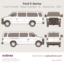 2008 Ford E-250 4 Gen Modern Facelift Wagon Extended ∙ XL ∙ Sliding Door (Slider) ∙ E250 ∙ Econoline Wagon blueprint