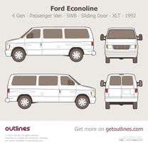 1992 Ford Econoline 4 Gen Passenger Van ∙ SWB ∙ Sliding Door ∙ XLT ∙ Slider Wagon blueprint