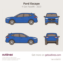 2023 Ford Escape 4 Gen Facelift / IV ST-line Blue SUV blueprint