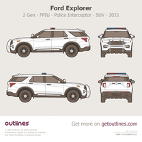 2021 Ford Explorer 2 Gen FPIU ∙ Police Interceptor SUV blueprint