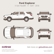 2016 Ford Explorer 5 Gen Facelift  ∙ V Top View SUV blueprint
