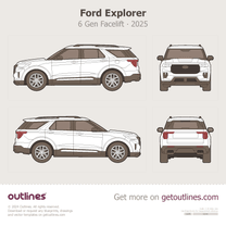 2025 Ford Explorer 6 Gen Facelift SUV blueprint